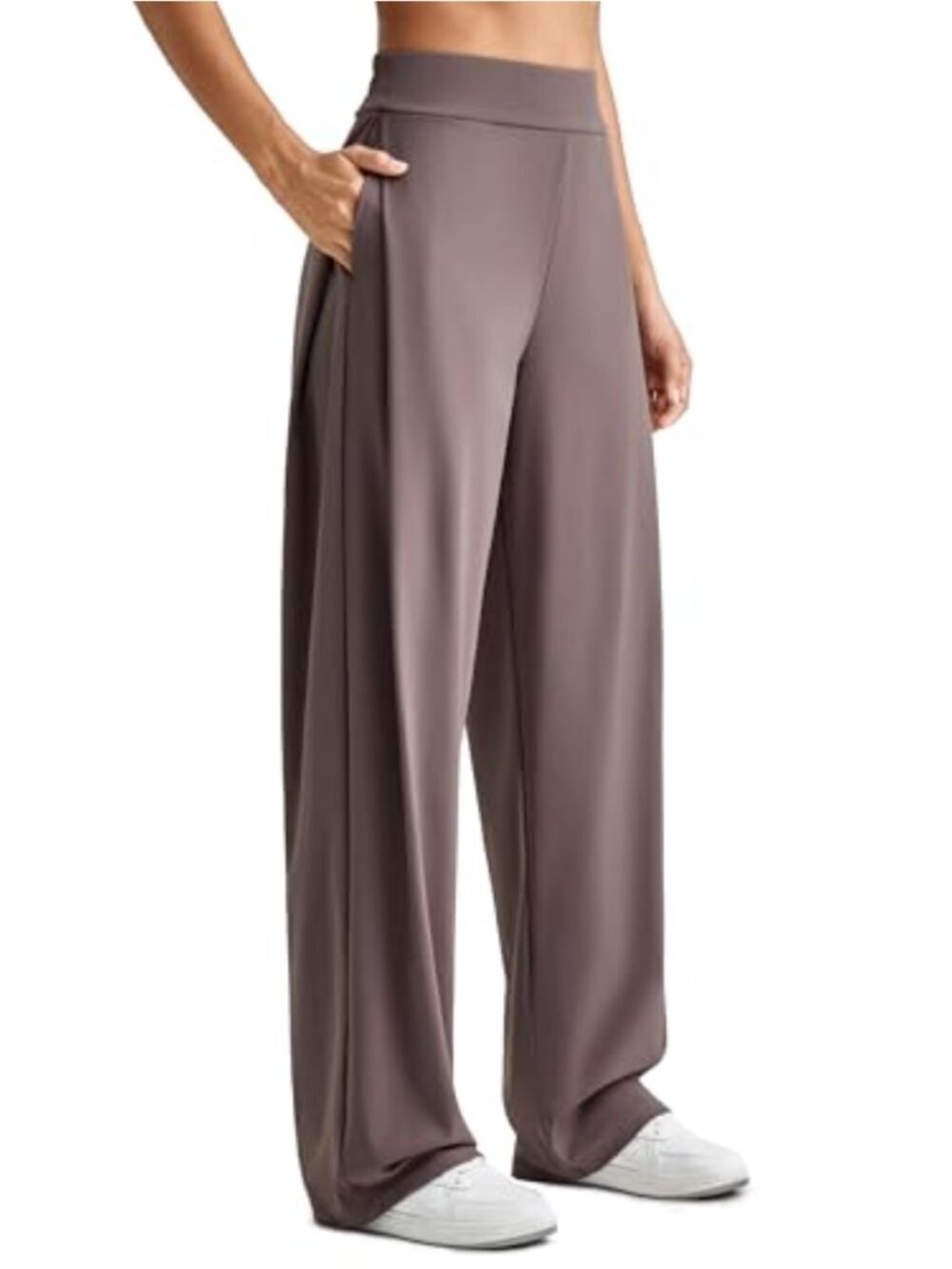 Wide Leg Yoga Pants High Waisted Trousers Pockets Business Casual Pull On